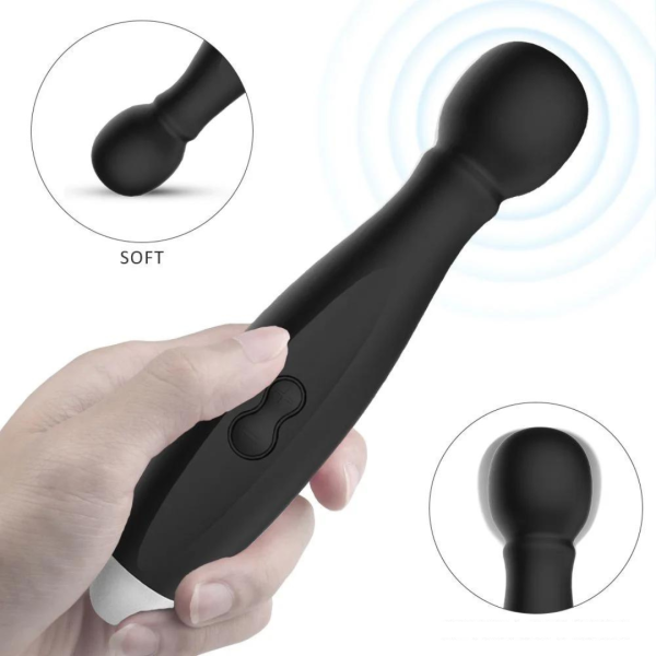 Vibrador Clitoriano Massageador Varinha Magica Preto 9 Velocidades - Image 5
