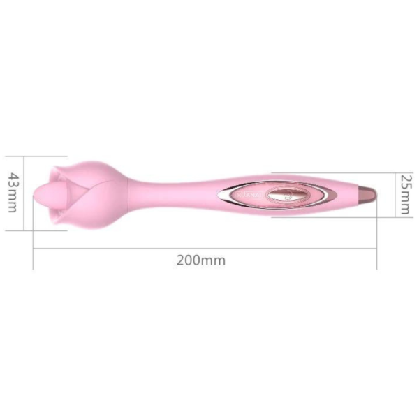 Vibrador Estimulador de Clitóris Formato de Flor Rosa Com Língua - Image 3