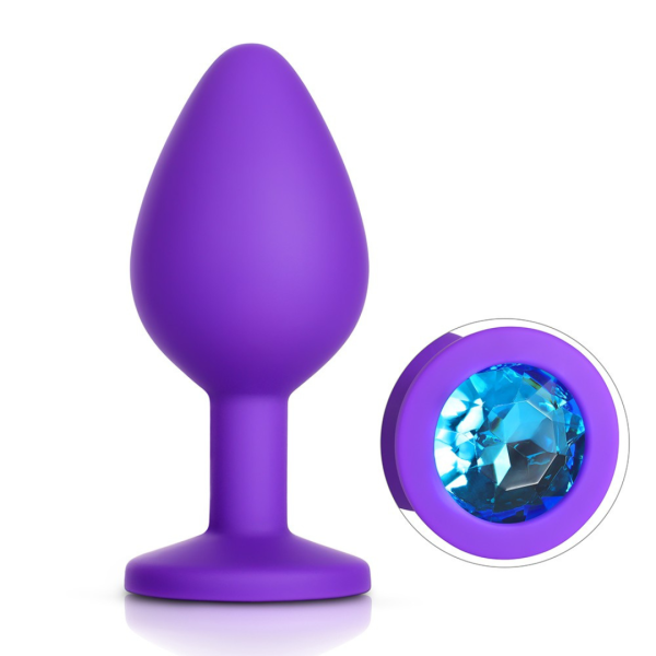 Plug Anal P 7x2,8 Cm Silicone Lilás Pedra Removível - Image 2