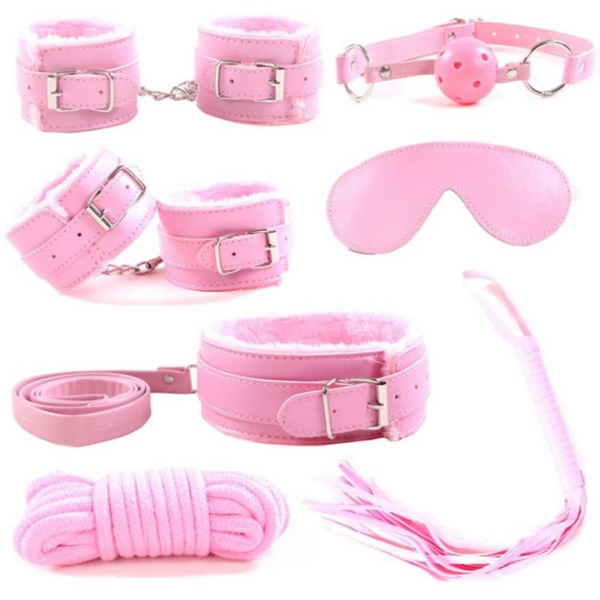 Kit Sadomasoquista Em Pelucia Rosa Com 7 Peças Diferentes - Image 5