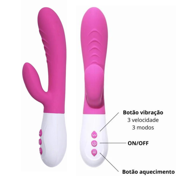 Vibrador Com Aquecimento Estimulador Ponto G e Clitoris USB