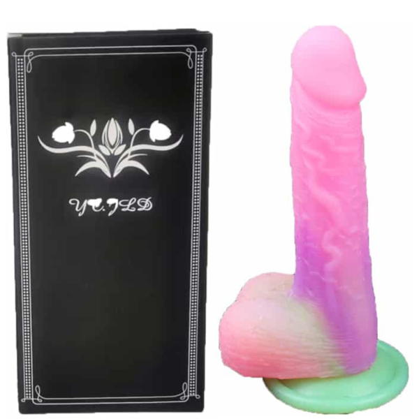 Prótese Realística Colorida Neon em Silicone - 18,5 x 3,5cm