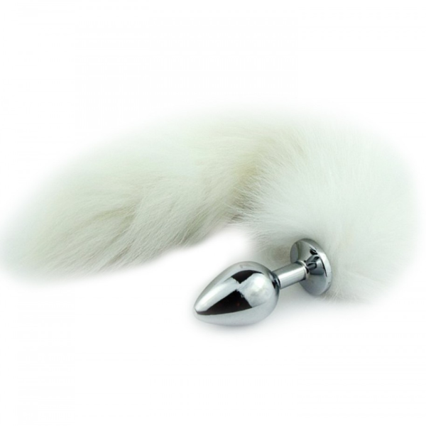 Plug Aço Grande Rabo de Raposa Anal Pelo Branco 9 x 4 Cm - Image 6