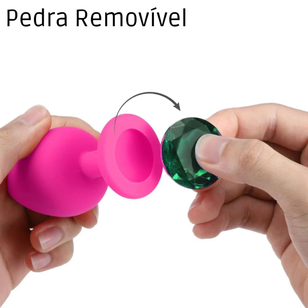Plug Anal G Silicone Macio Pink Com Joia Removível 9x4Cm - Image 5