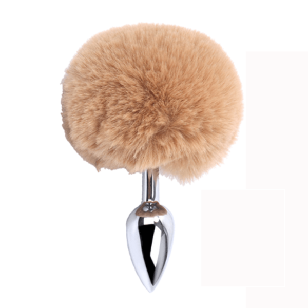 Plug Anal Em Metal Liso Com Pompom Coelho Marrom 6×2,8 Cm - Image 2
