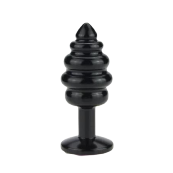 Plug Anal em Espiral Metal Preto Com Pedra Colorida