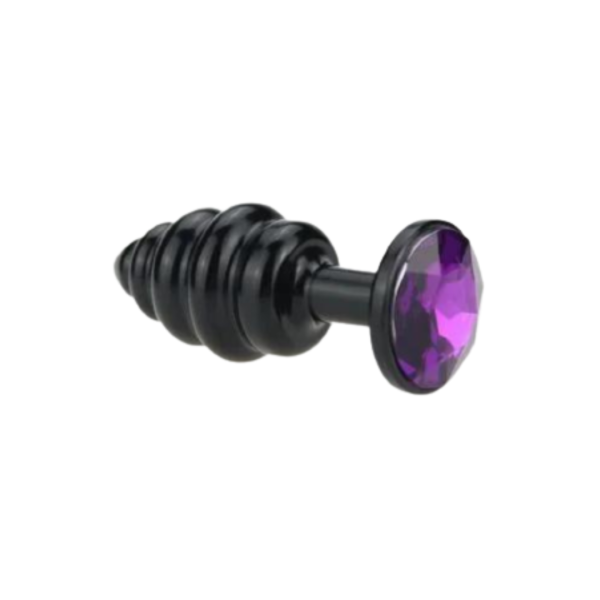 Plug Anal em Espiral Metal Preto Com Pedra Colorida - Image 2