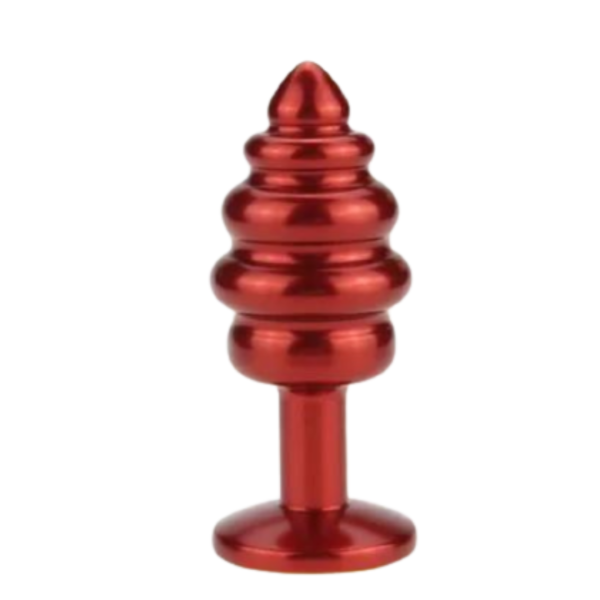 Plug Anal Espiral Metal Vermelho 9 x 4 Cm Pedra Colorida