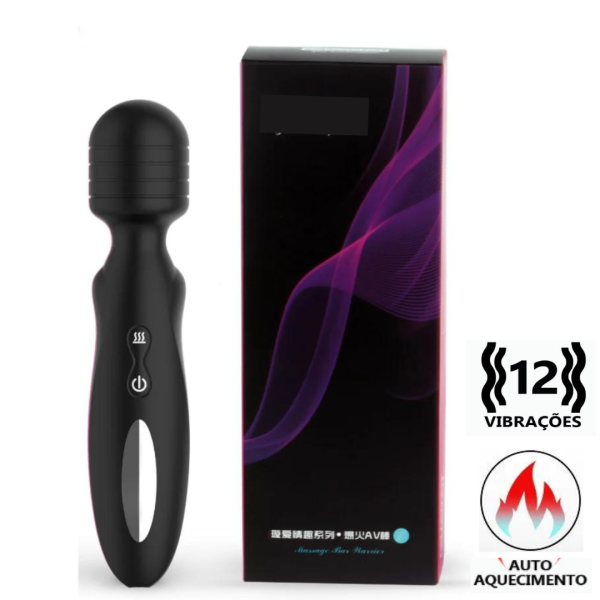 Varinha Magica Preto Estimuladora Corporal Magic Wand 12 Vibrações