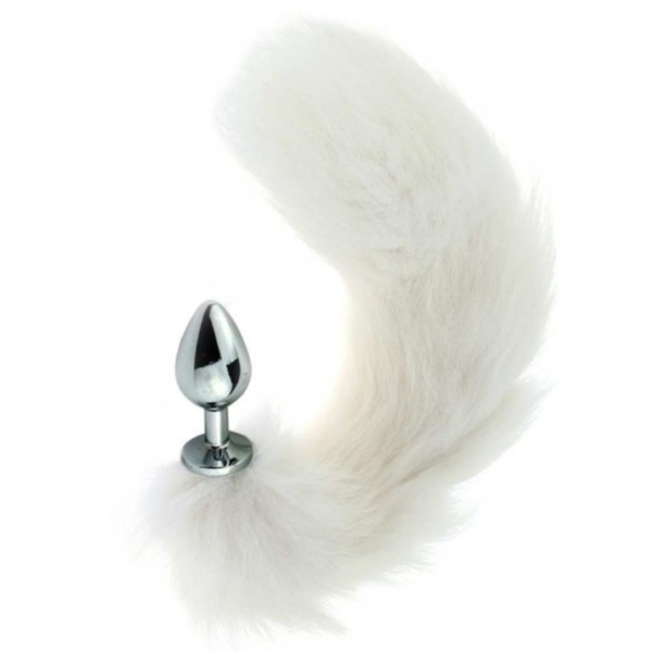 Plug Aço Grande Rabo de Raposa Anal Pelo Branco 9 x 4 Cm - Image 4