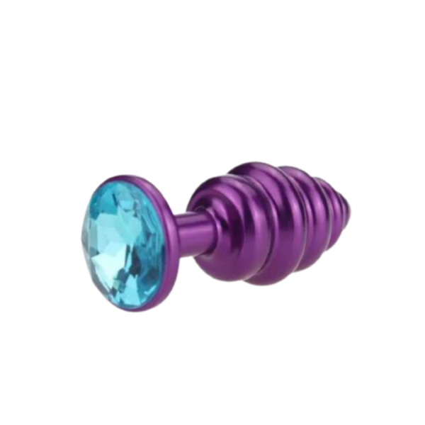Plug Anal Formato Espiral Metal Lilás Com Pedra Colorida - Image 2