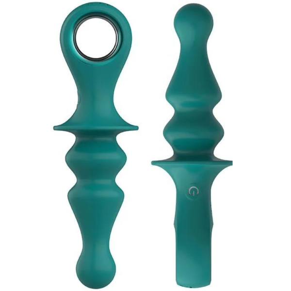 Plug Anal Vibrador Estimulador Verde Ondulado Com Orifício Xuanai