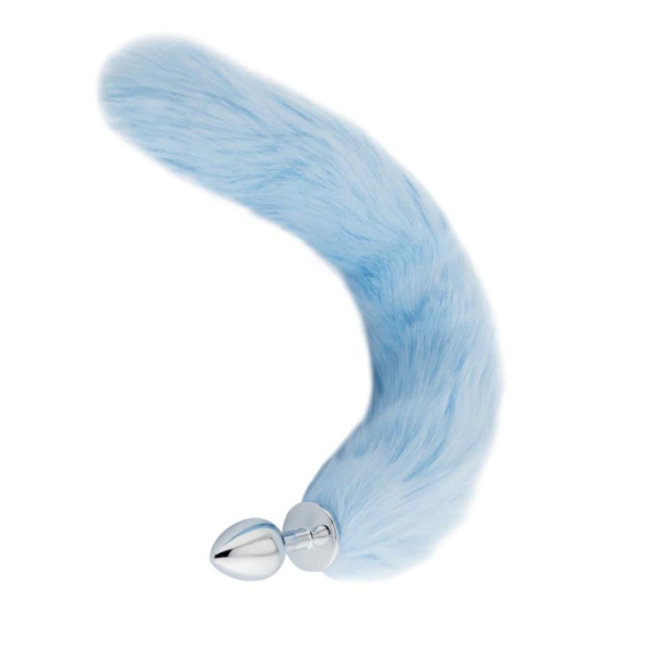 Plug Anal Cauda de Raposa Rabo Longo em Pelúcia Azul 7 x 2,8 Cm - Image 3