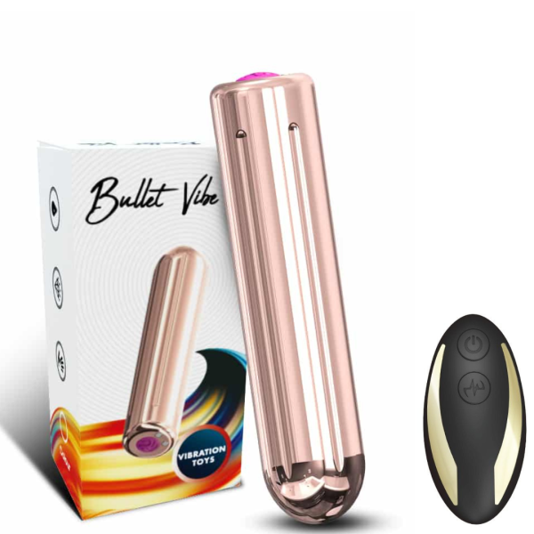 Vibrador Bullet Dourado Recarregável 9 Vibração Com Controle - Image 8