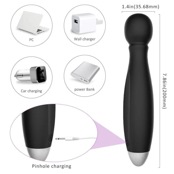 Vibrador Clitoriano Massageador Varinha Magica Preto 9 Velocidades - Image 3