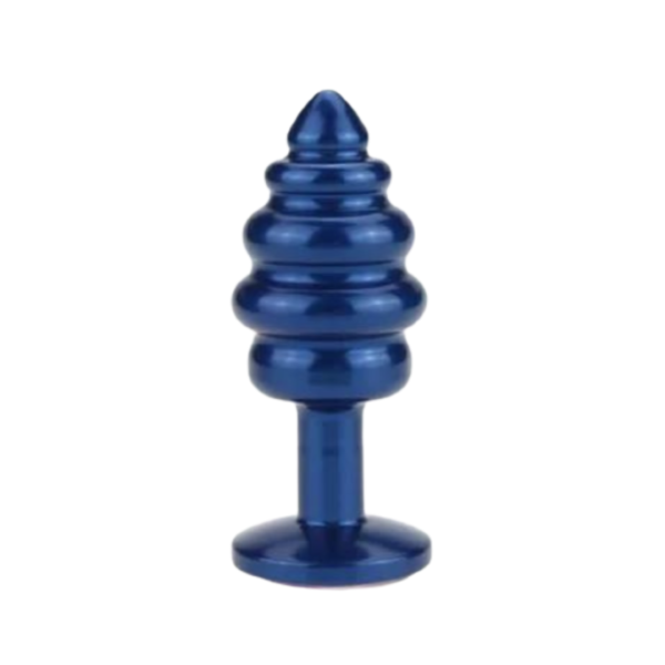 Plug Anal em Espiral Metal Azul Com Pedra Colorida