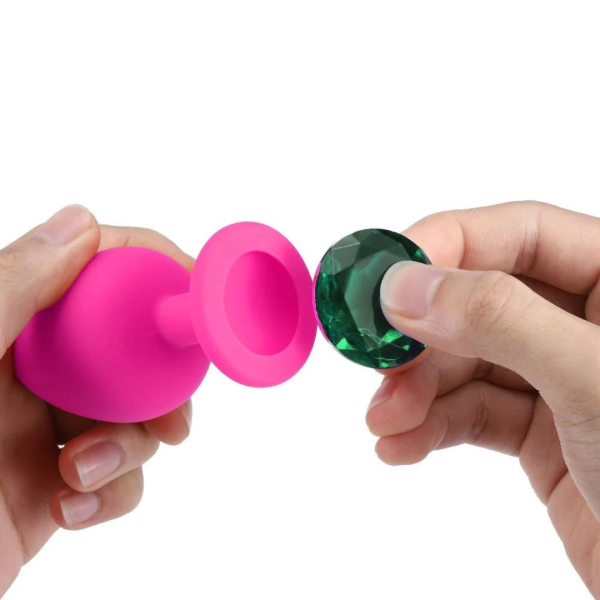 Plug Anal P 7x2,8 Cm Silicone Pink Pedra Removível - Image 2