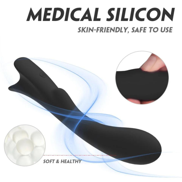 Vibrador Macio Preto Estimula o Seios, Ponto G e Clitóris 9 Vibrações - Image 6