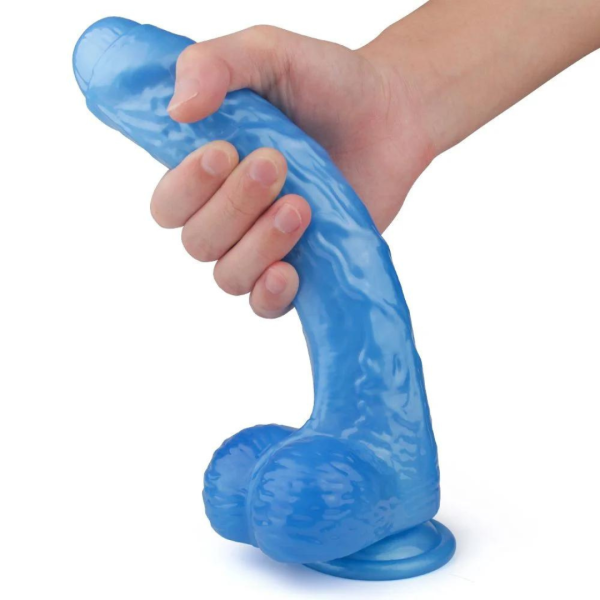 Pênis Realístico Azul Silicone Ventosa Macio Martin-L 24×4 Cm - Image 3