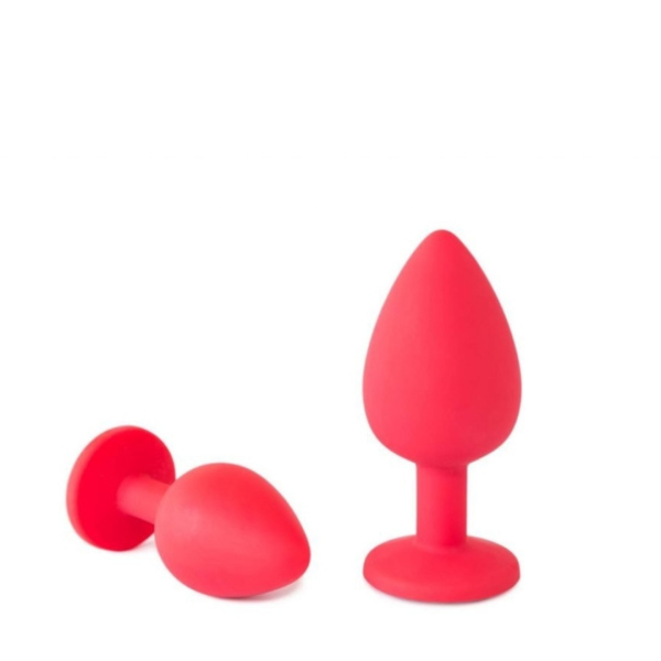 Plug Anal P 7x2,8 Cm Silicone Vermelho Pedra Removível - Image 2