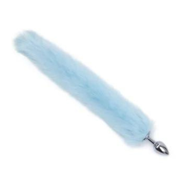 Plug Anal Alumínio Grande Rabo de Raposa Pelúcia Azul 9x4Cm - Image 4