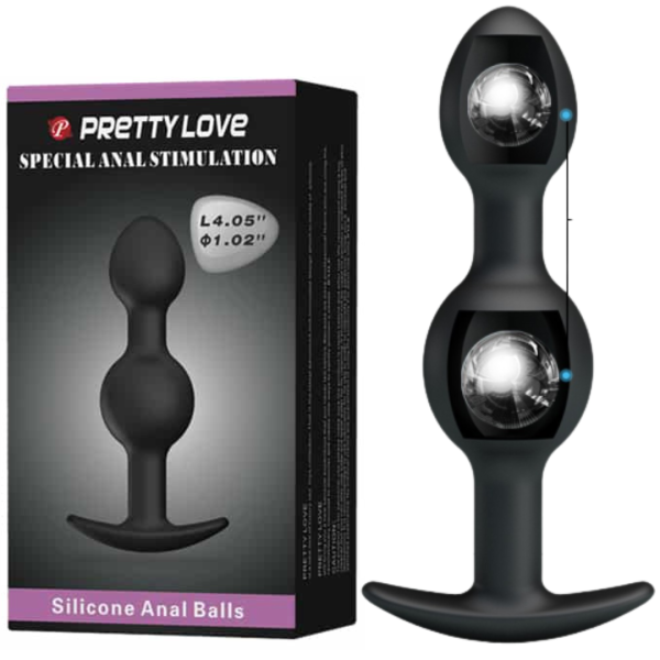 Plug Anal com Duas Esferas com Peso Interno - PRETTY LOVE