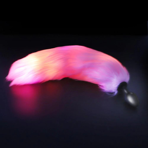 Plug Anal Em Silicone P Cauda Branca LED iluminado 7 x 2,8 Cm - Image 3