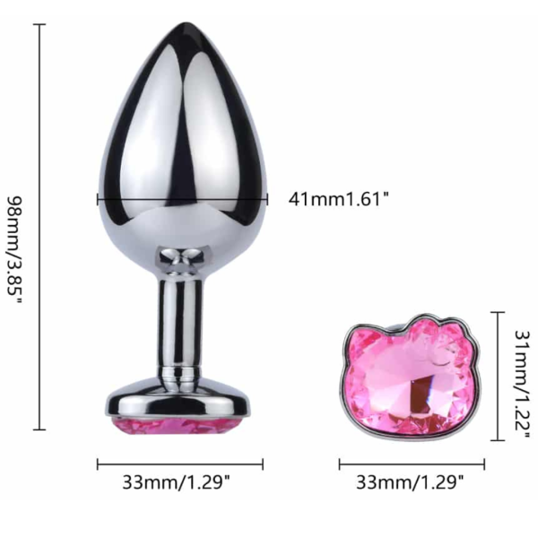 Plug Anal Grande Em Aço Inox Polido Com Joia Hello Kitty - Image 7