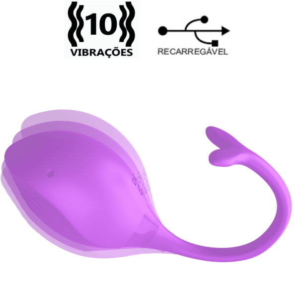 Vibrador Bullet Baleia Recarregável com 10 Modos de Vibração