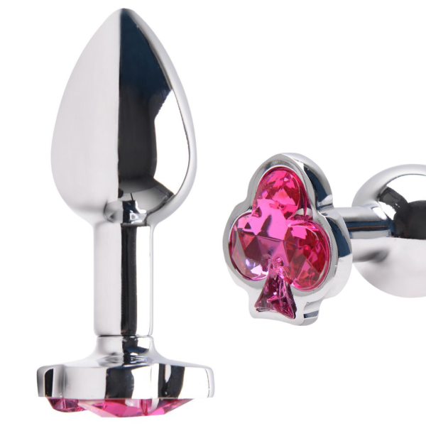 Plug Anal Grande de Metal Cromado Com Pedra Naipe de Paus - Image 6
