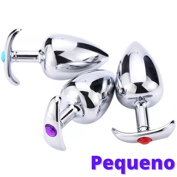 Plug Anal de Luxo em Alumínio Com Alça de segurança e Joia
