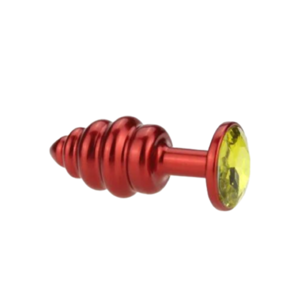 Plug Anal Espiral Metal Vermelho 9 x 4 Cm Pedra Colorida - Image 2