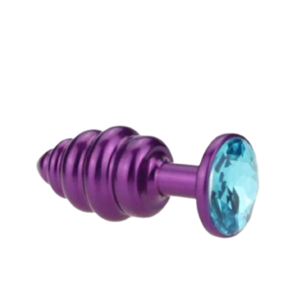 Plug Anal Formato Espiral Metal Lilás Com Pedra Colorida - Image 3