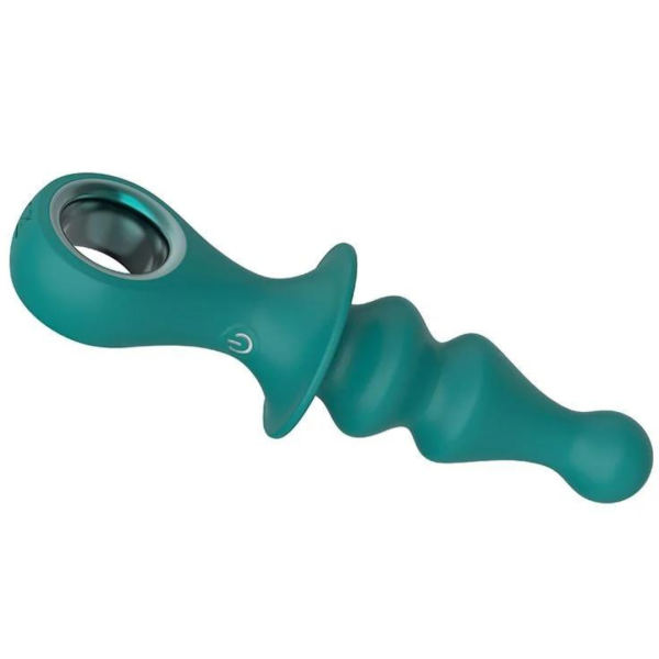 Plug Anal Vibrador Estimulador Verde Ondulado Com Orifício Xuanai - Image 5