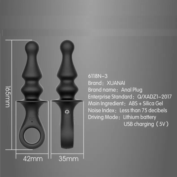 Plug Anal Vibrador Estimulador Verde Ondulado Com Orifício Xuanai - Image 7