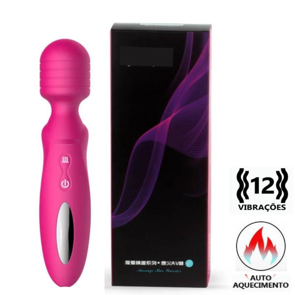Varinha Magica Rosa Massageador Corporal Magic Wand 12 Vibrações