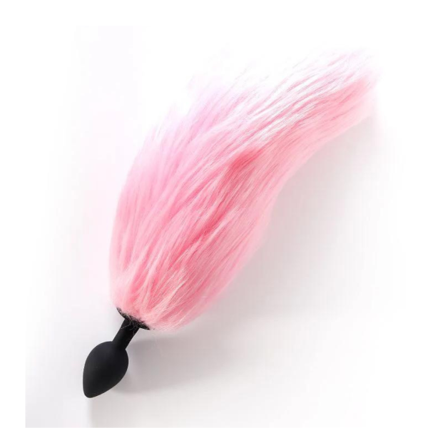 Plug Anal Silicone Preto Cauda Rosa Curta LED Colorido 7x2,8Cm - Image 5