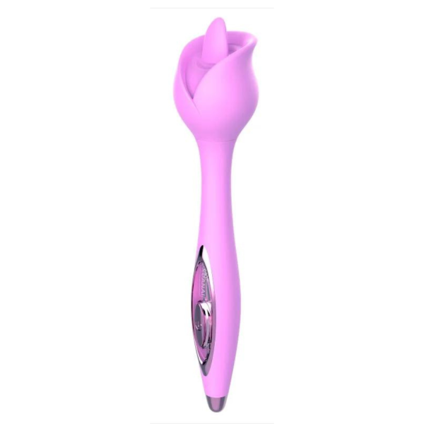 Vibrador Estimulador de Clitóris Formato de Flor Rosa Com Língua - Image 4