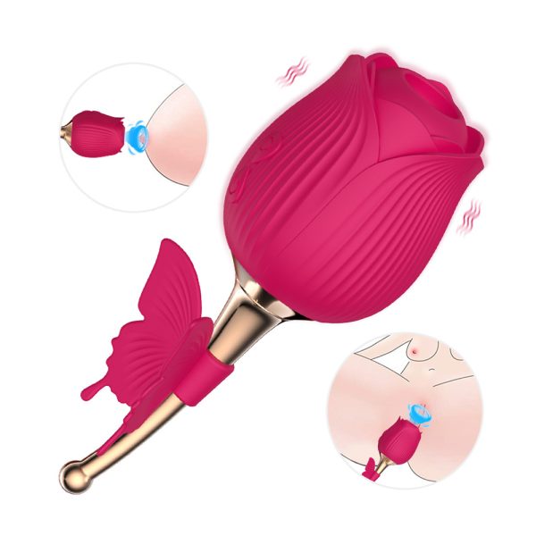 Vibrador Flor com Borboleta 10 modos de vibração e pulsação