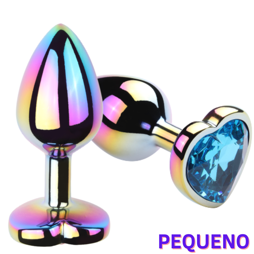 Plug anal Pequeno De aço Colorido Joia Formato de Coração