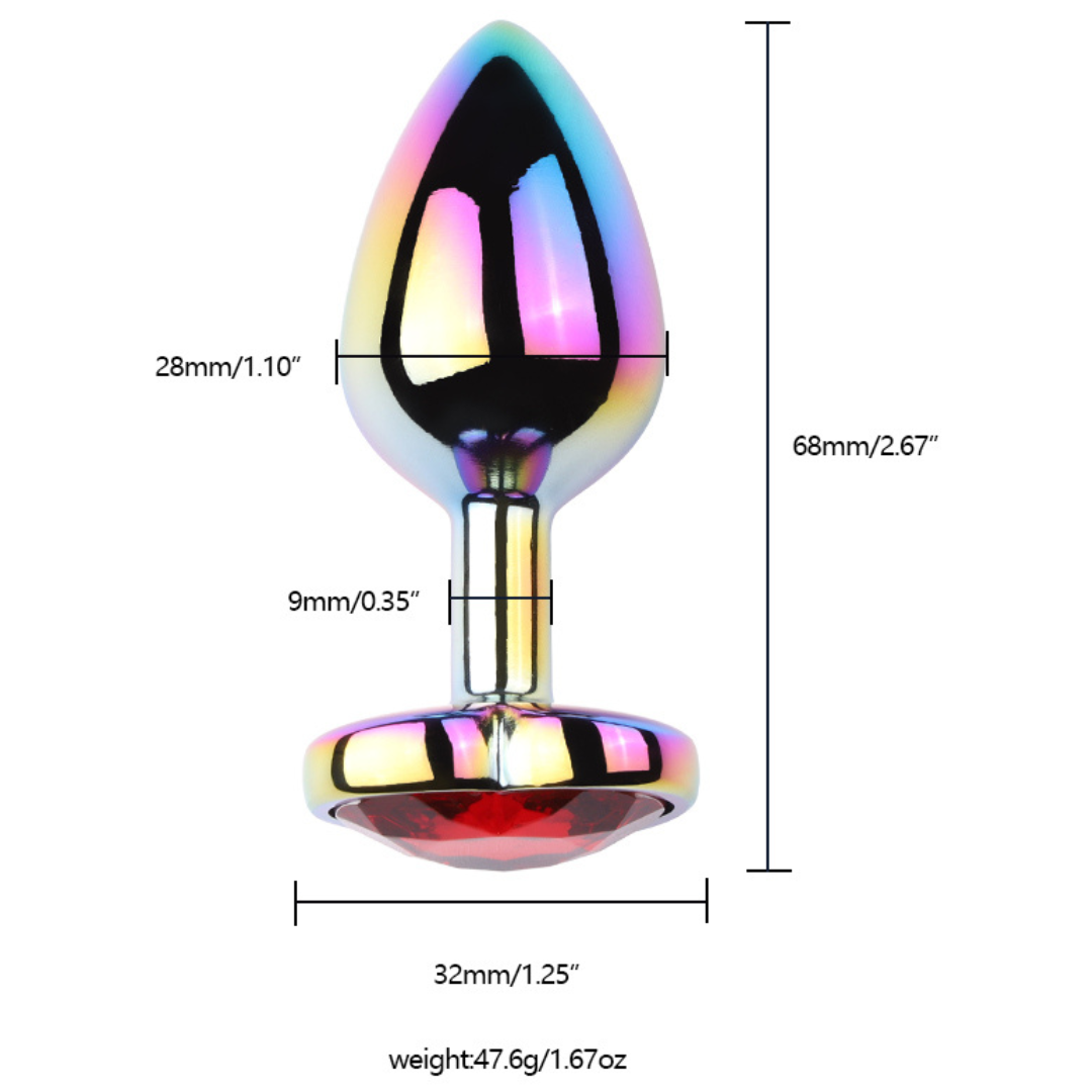 Plug anal Pequeno De aço Colorido Joia Formato de Coração - Imagem 3