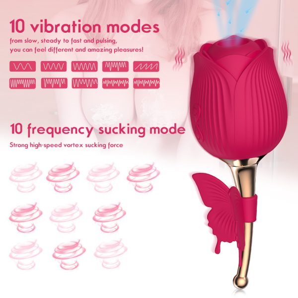 Vibrador Flor com Borboleta 10 modos de vibração e pulsação - Image 9