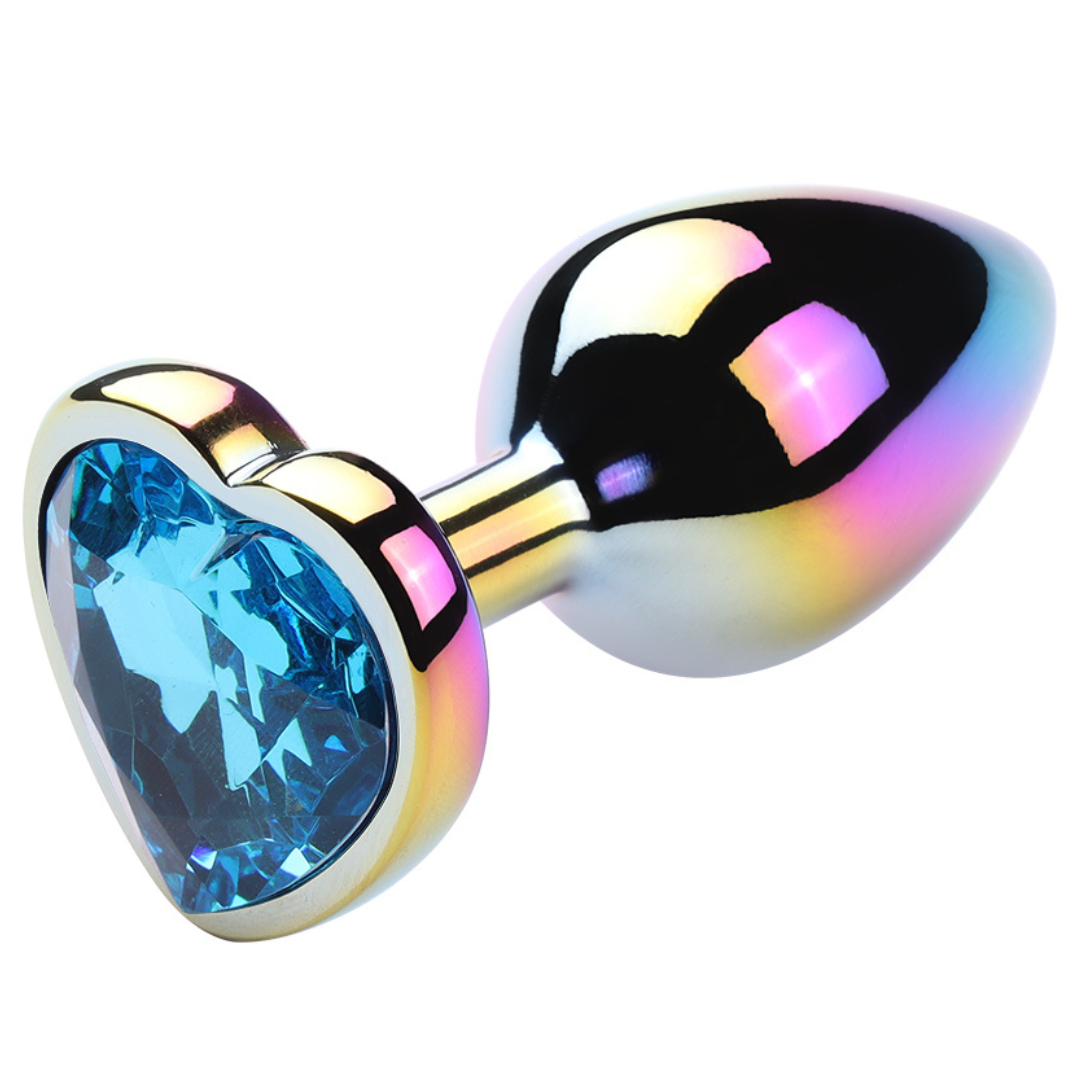 Plug anal Pequeno De aço Colorido Joia Formato de Coração - Imagem 7