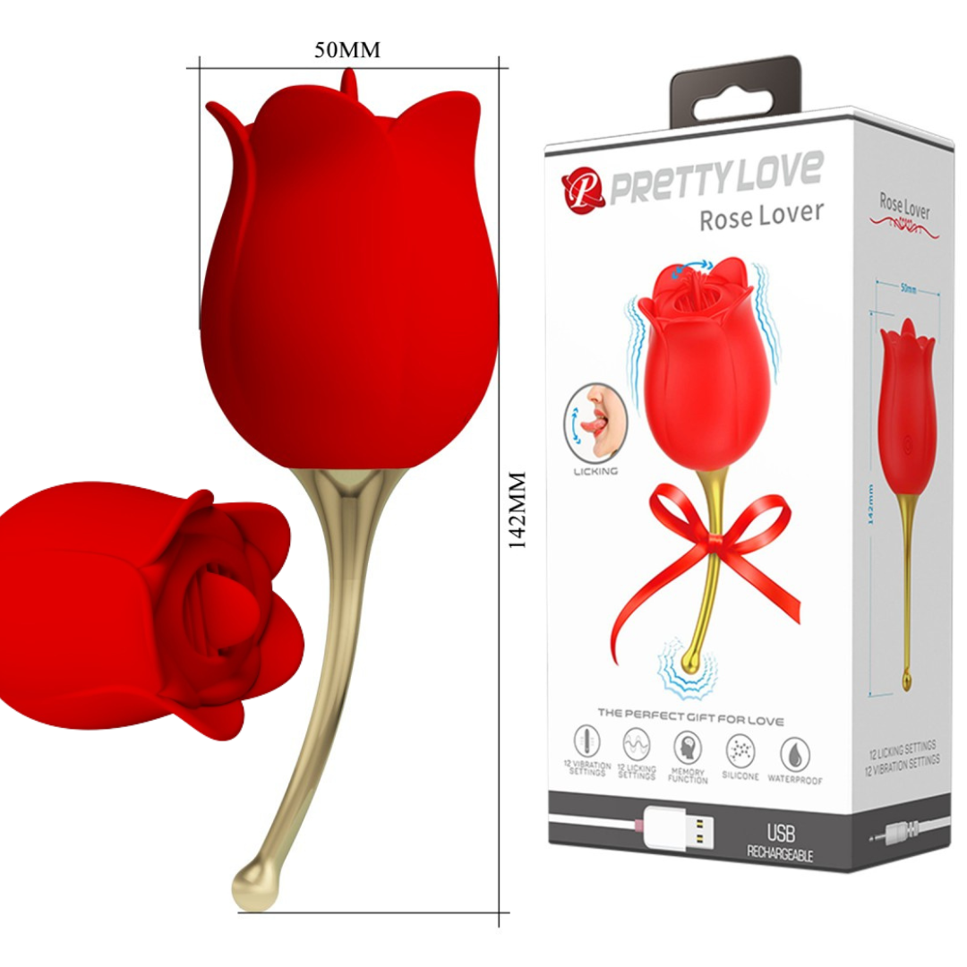 Vibrador Rose Lover Com Língua Estimuladora Recarregável