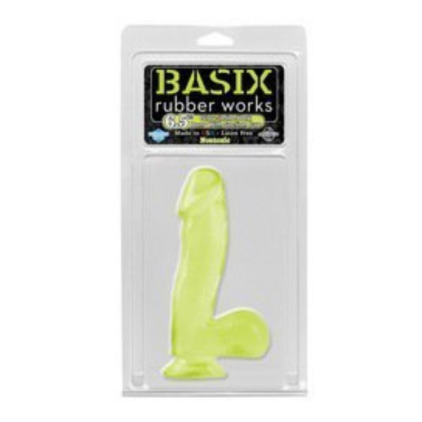 Pênis Realístico Escroto Silicone Fosforescente Basix Rubber