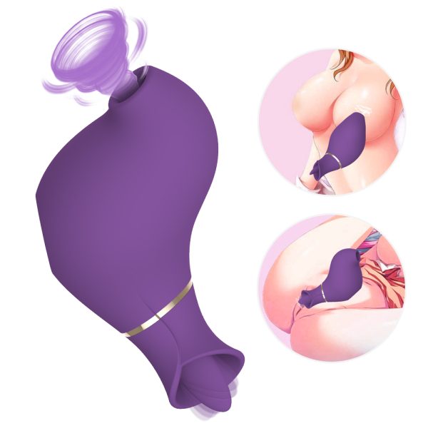 Vibrador Duplo Com 10 Funçaõ de Sucção e Língua Estimuladora
