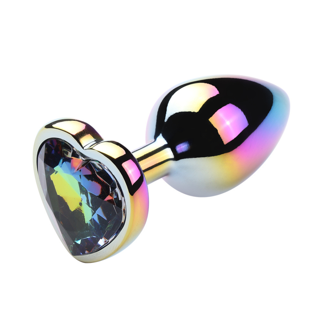 Plug anal Pequeno De aço Colorido Joia Formato de Coração - Imagem 6