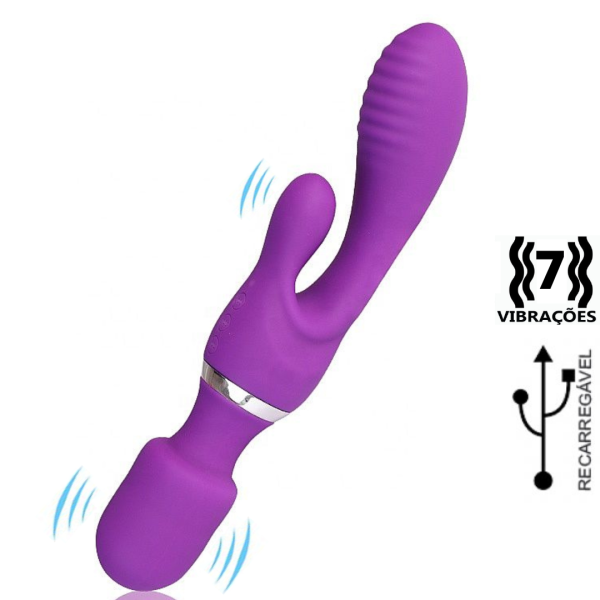 Vibrador 3 em 1 Estimulador Ponto G e Clitóris Recarregável