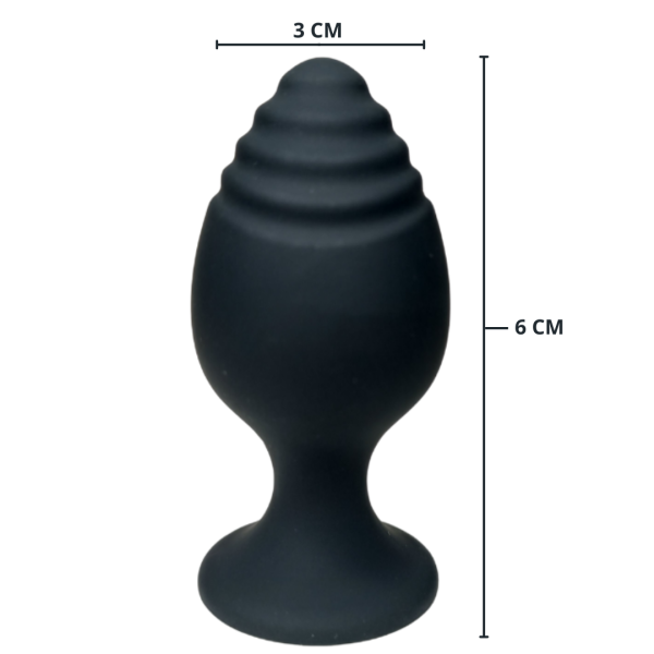 Mini Plug Anal em Silicone Preto Macio Com Ponta Ondulada 6x3 Cm - Image 2