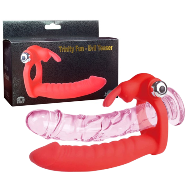 Anel Companheiro com Estimulador Clitoriano Vermelho TRINITY FUN – EVIL TEASER